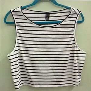 Forever 21 Black and White Striped Crop Top